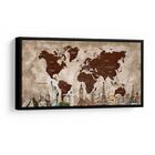 Quadro Mapa Maravilhas Do Mundo 100x50 Cm | Com Moldura Preta